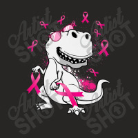 In October We Wear Pink Breast Cancer T Rex Dinosaur Boys Ladies Fitted T-shirt | Artistshot