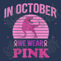 In October We Wear Pink Dinosaurs Witch Breast Cancer Men Denim Jacket | Artistshot