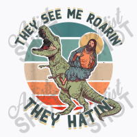 They See Me Roarin They Hatin - Jesus Riding A Dinosaur Music Retro T-shirt | Artistshot