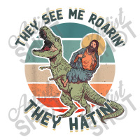 They See Me Roarin They Hatin - Jesus Riding A Dinosaur Music Retro Crewneck Sweatshirt | Artistshot