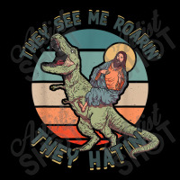 They See Me Roarin They Hatin - Jesus Riding A Dinosaur Music Retro Men's Long Sleeve Pajama Set | Artistshot