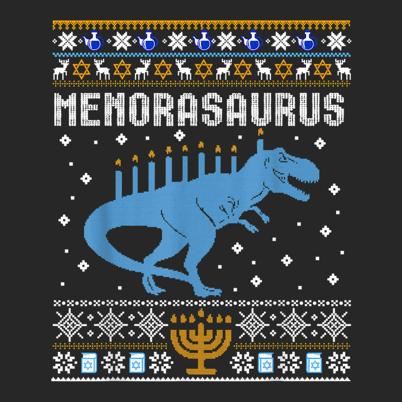 Custom Funny Ugly Hanukkah Sweater Dinosaur Menorah Dino Boys Mens