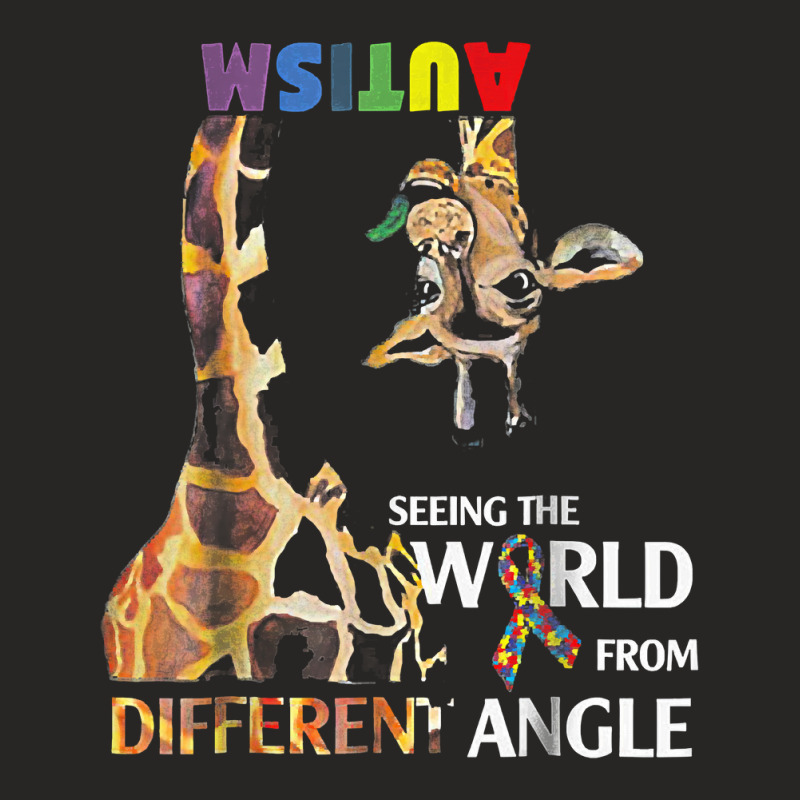 Giraffe Autism Seeing The World From Different Angle Tshirt T Shirt Ladies Fitted T-Shirt by sieuduong86 | Artistshot