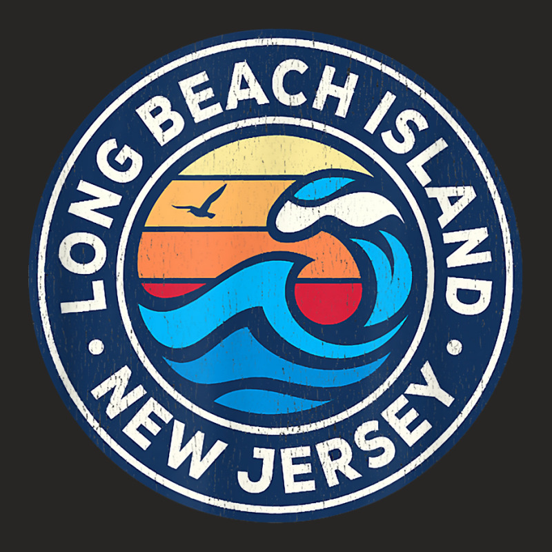 Long Beach Island New Jersey Nj Vintage Nautical Waves Desig T Shirt Ladies Fitted T-Shirt by klezgbnist | Artistshot