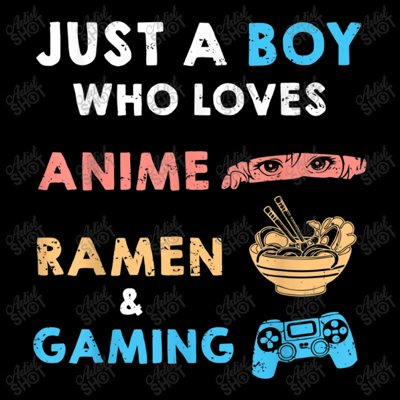 Just A Boy Who Loves Anime Ramen And Gaming Funny Gamer Cropped Hoodie by Juan-Design | Artistshot