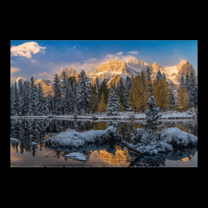 View Of Lake And Mountains Springs Creek Pond Adjustable Cap | Artistshot