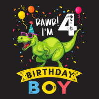 Kids 4 Year Old Shirt 4th Birthday Boy T Rex Dinosaur T Shirt T-shirt | Artistshot