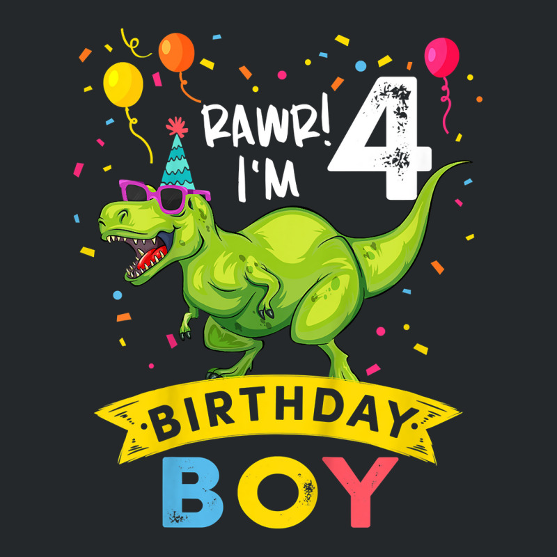 Kids 4 Year Old Shirt 4th Birthday Boy T Rex Dinosaur T Shirt Crewneck Sweatshirt | Artistshot