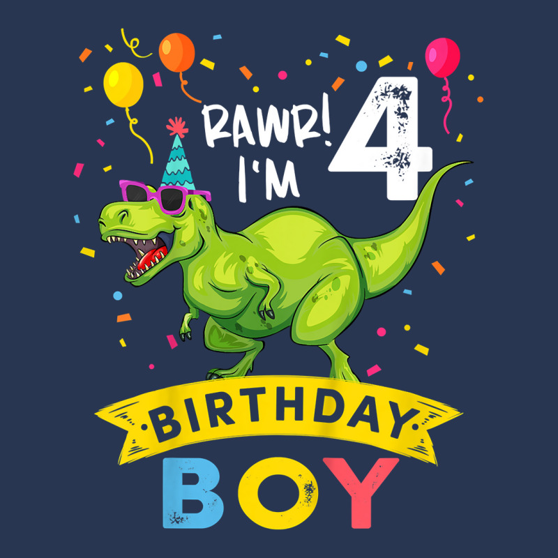 Kids 4 Year Old Shirt 4th Birthday Boy T Rex Dinosaur T Shirt Men Denim Jacket | Artistshot