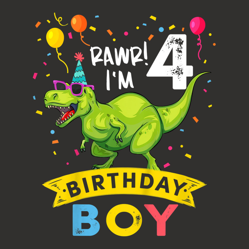 Kids 4 Year Old Shirt 4th Birthday Boy T Rex Dinosaur T Shirt Champion Hoodie | Artistshot