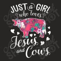 Just A Girl Who Loves Jesus And Cows T  Farmer Lover Ladies Fitted T-shirt | Artistshot