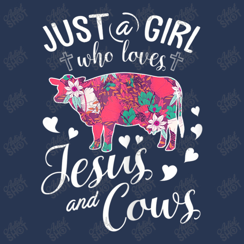 Just A Girl Who Loves Jesus And Cows T  Farmer Lover Ladies Denim Jacket by Juan-Design | Artistshot