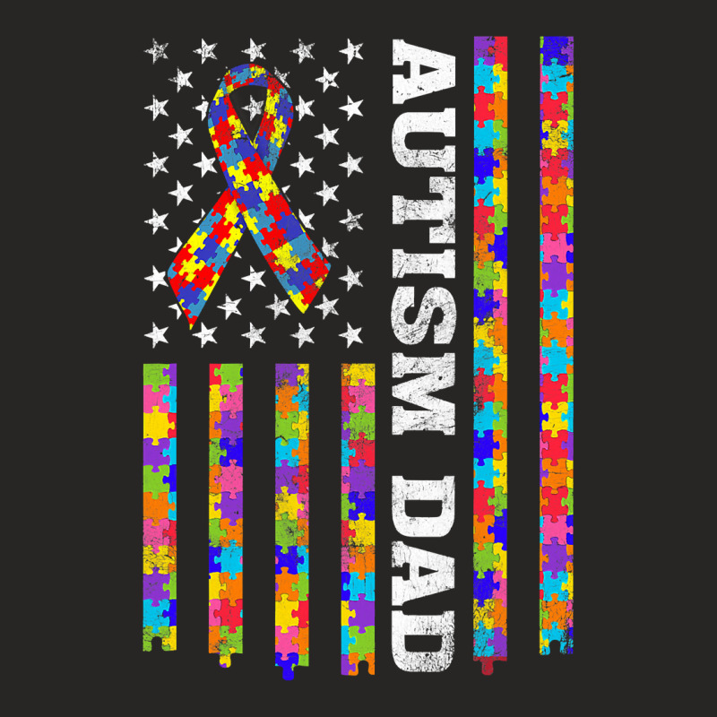 Autism Awareness Proud Autism Dad Vintage Usa Flag Gift Men Ladies Fitted T-Shirt by EricWade | Artistshot