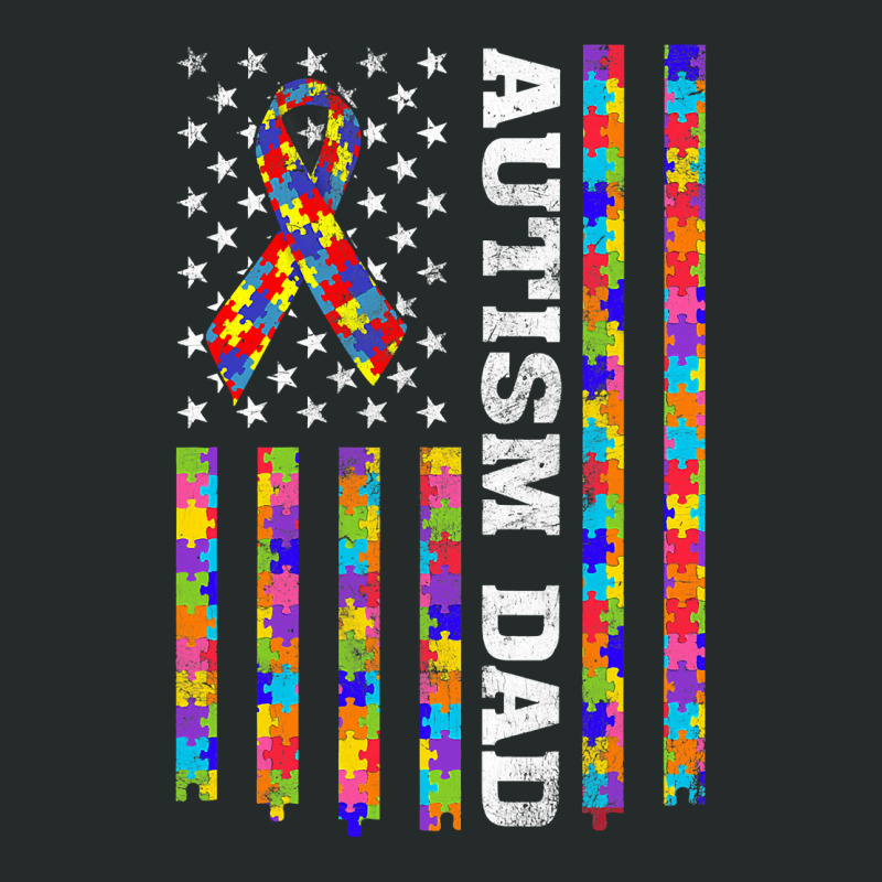 Autism Awareness Proud Autism Dad Vintage Usa Flag Gift Men Women's Triblend Scoop T-shirt by EricWade | Artistshot