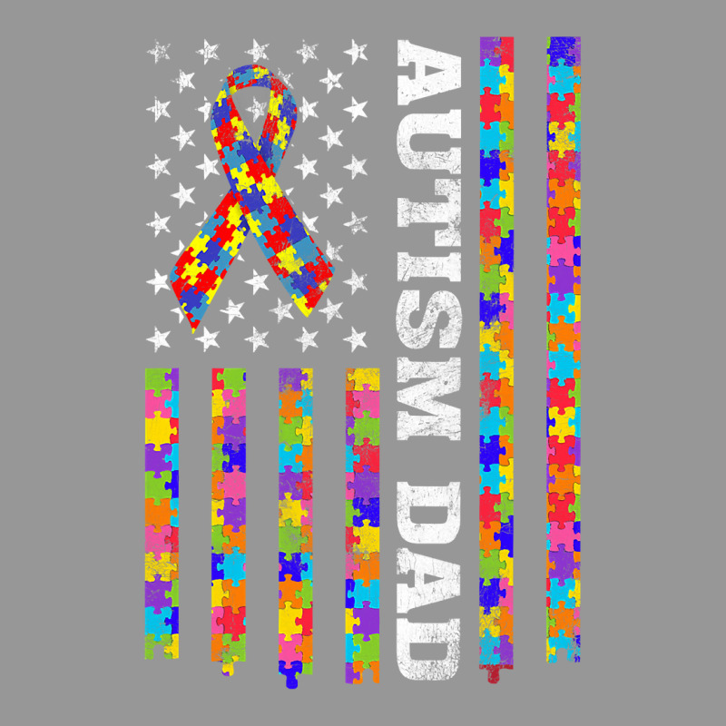 Autism Awareness Proud Autism Dad Vintage Usa Flag Gift Men Women's V-Neck T-Shirt by EricWade | Artistshot