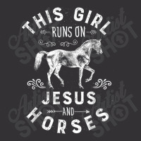 This Girl Runs On Jesus And Horses Horse Riding Equestrian Vintage Hoodie | Artistshot