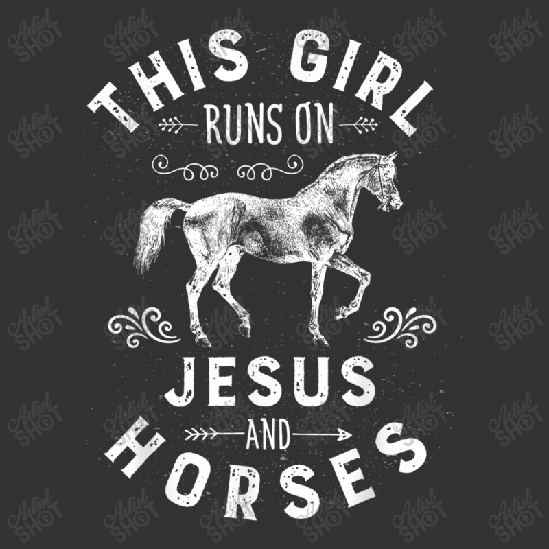 This Girl Runs On Jesus And Horses Horse Riding Equestrian Vintage Hoodie by LaytonDesign | Artistshot