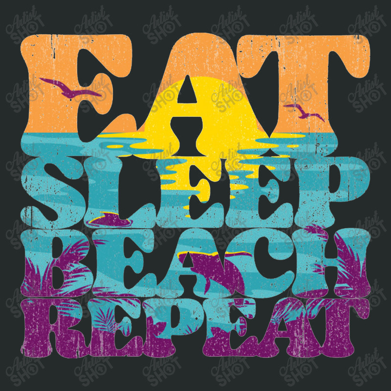 Eat Sleep Beach Repeat Retro Sunset Paradise   Eat Sleep Beach Repeat Women's Triblend Scoop T-shirt by loomcnultys | Artistshot