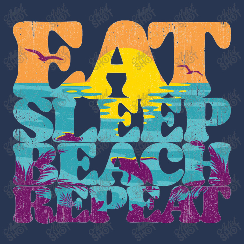 Eat Sleep Beach Repeat Retro Sunset Paradise   Eat Sleep Beach Repeat Ladies Denim Jacket by loomcnultys | Artistshot