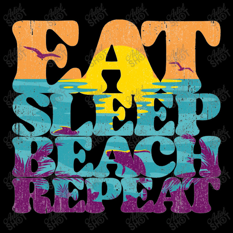 Eat Sleep Beach Repeat Retro Sunset Paradise   Eat Sleep Beach Repeat Cropped Hoodie by loomcnultys | Artistshot