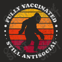 Fully Vaccinated Still Antisocial Bigfoot Retro Sunset   Fully Vaccina Ladies Fitted T-shirt | Artistshot