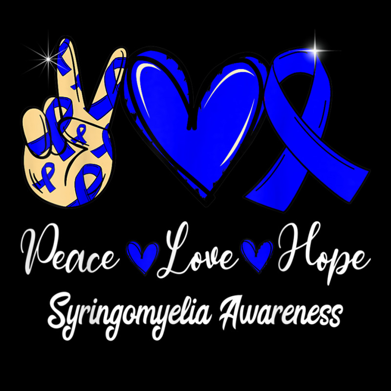 Syringomyelia Awareness Peace Love Hope Blue Ribbon T Shirt Men's 3/4 Sleeve Pajama Set | Artistshot