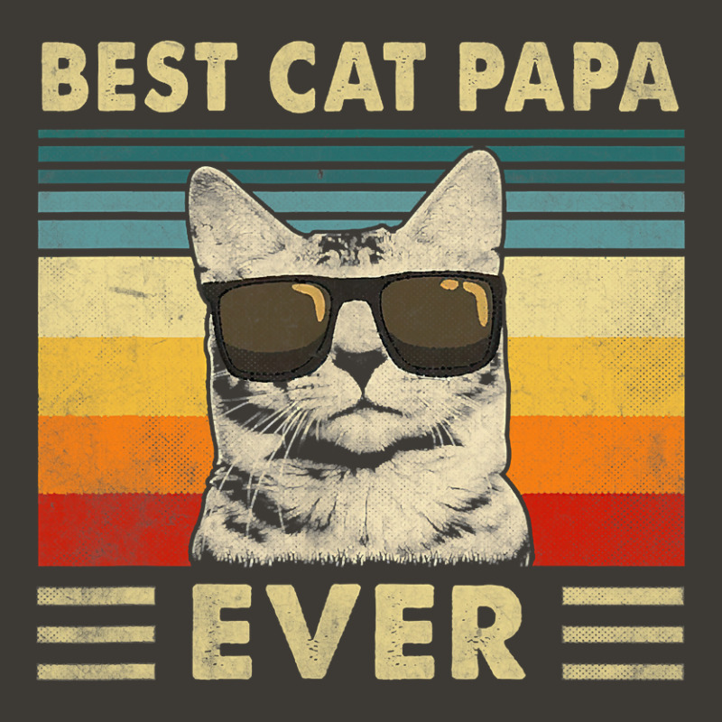 Best Cat Papa Ever  Vintage Retro Cat Dad Father Day Bucket Hat | Artistshot