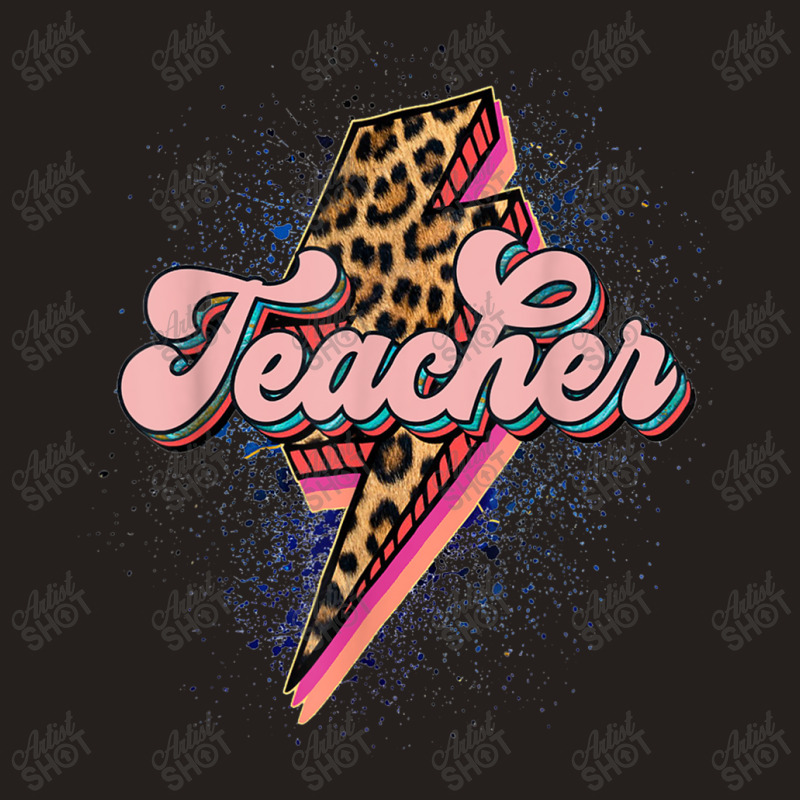 Teacher Leopard Lightning Thunder Western Back To School Tank Top | Artistshot