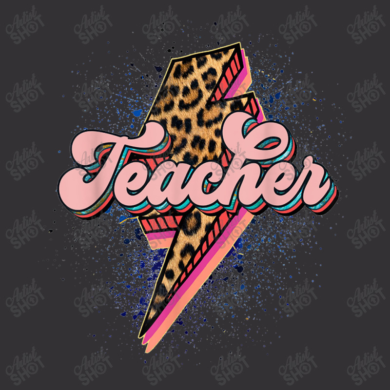 Teacher Leopard Lightning Thunder Western Back To School Vintage Hoodie And Short Set | Artistshot