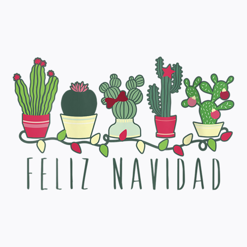 Womens Feliz Navidad Cactus And Christmas Lights V Neck T Shirt T-shirt | Artistshot