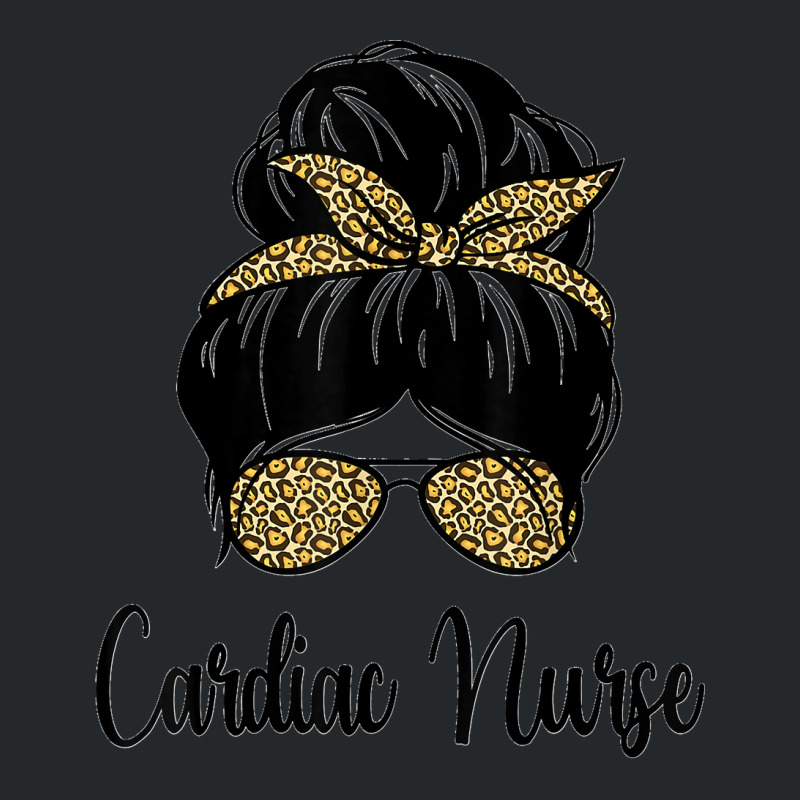 Cardiac Nurse Messy Hair Bun Leopard Cardiologist Graduation Crewneck Sweatshirt by STACYSCHUDEL | Artistshot