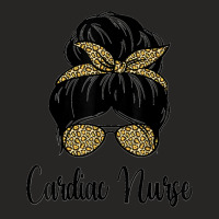 Cardiac Nurse Messy Hair Bun Leopard Cardiologist Graduation Ladies Fitted T-shirt | Artistshot