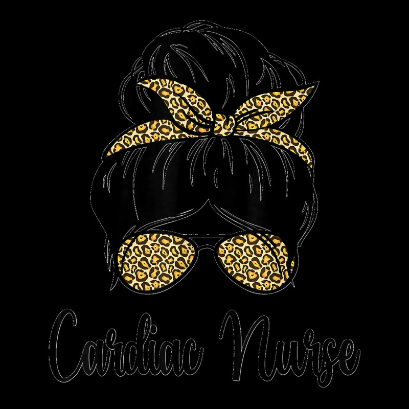 Cardiac Nurse Messy Hair Bun Leopard Cardiologist Graduation Women's V-Neck T-Shirt by STACYSCHUDEL | Artistshot