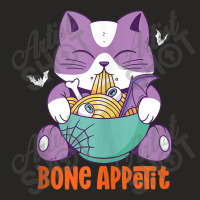 Funny Anime Cat Eat Bone Ramen Bon Appetit Halloween Puns Ladies Fitted T-shirt | Artistshot