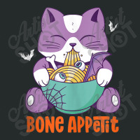 Funny Anime Cat Eat Bone Ramen Bon Appetit Halloween Puns Women's Triblend Scoop T-shirt | Artistshot