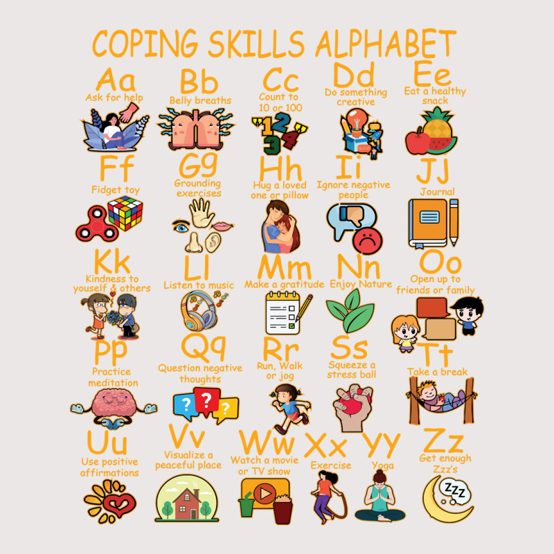 Coping Skills Alphabet Mental Health Awareness Counselor Sweatshirt Pocket T-shirt | Artistshot