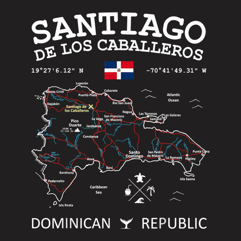 Santiago De Los Caballeros Dominican Republic Map Flag T Shirt T-Shirt by cm-arts | Artistshot