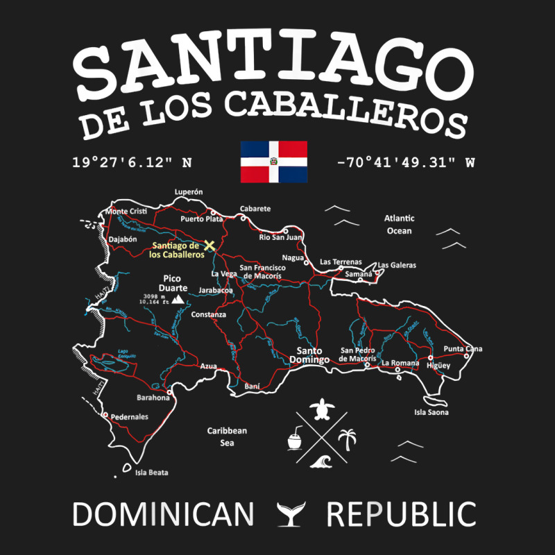 Santiago De Los Caballeros Dominican Republic Map Flag T Shirt Classic T-shirt by cm-arts | Artistshot