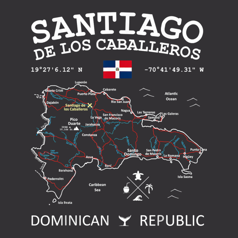 Santiago De Los Caballeros Dominican Republic Map Flag T Shirt Vintage Hoodie by cm-arts | Artistshot