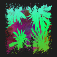 Palm Trees Art T  Shirt Palm Tree Silhouette Stormy Sky Abstract Backg Classic T-shirt | Artistshot