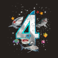 Kids 4th Birthday Boys Shark 4 Years Old Ocean Shark B Day T Shirt Tank Top | Artistshot