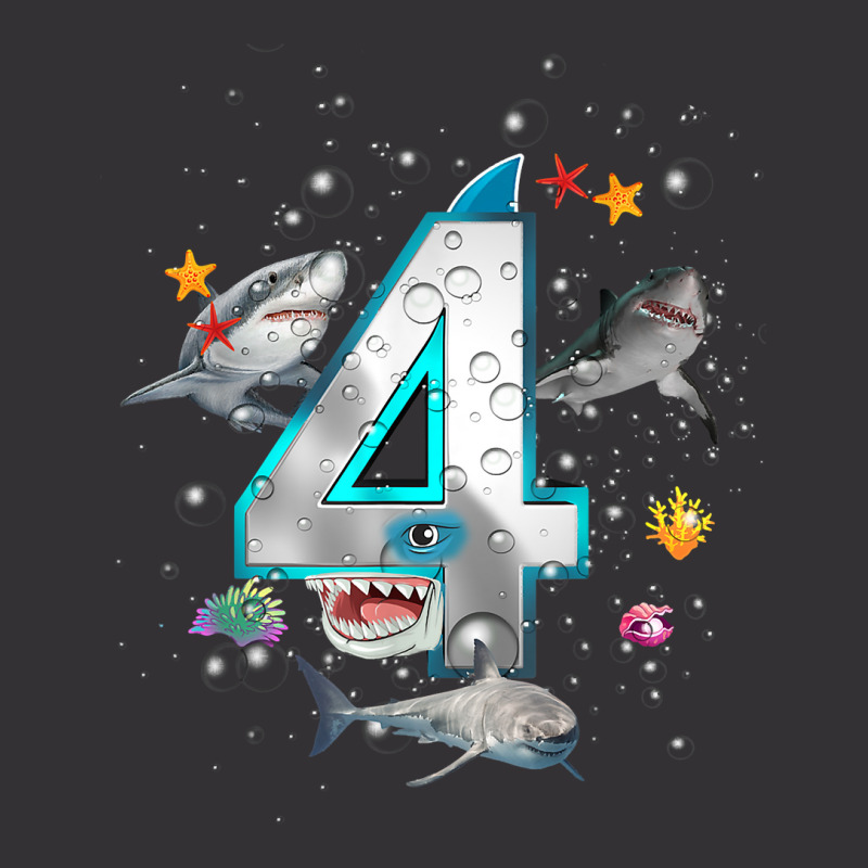 Kids 4th Birthday Boys Shark 4 Years Old Ocean Shark B Day T Shirt Vintage Hoodie | Artistshot