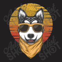 Husky Sunset Retro T-shirt | Artistshot