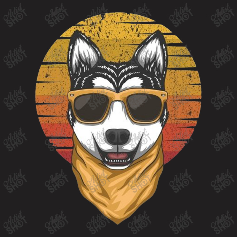 Husky Sunset Retro T-shirt | Artistshot