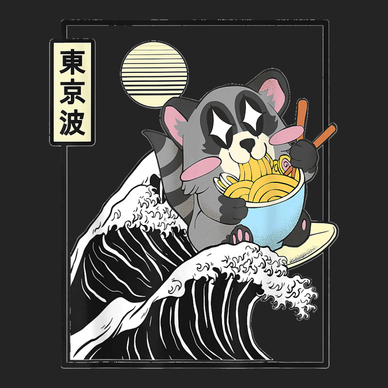 Raccoon Eating Ramen Japanese Waves Anime Minimal Kawaii 3/4 Sleeve Shirt by LisaMarieRangel | Artistshot