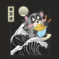 Raccoon Eating Ramen Japanese Waves Anime Minimal Kawaii Ladies Fitted T-shirt | Artistshot