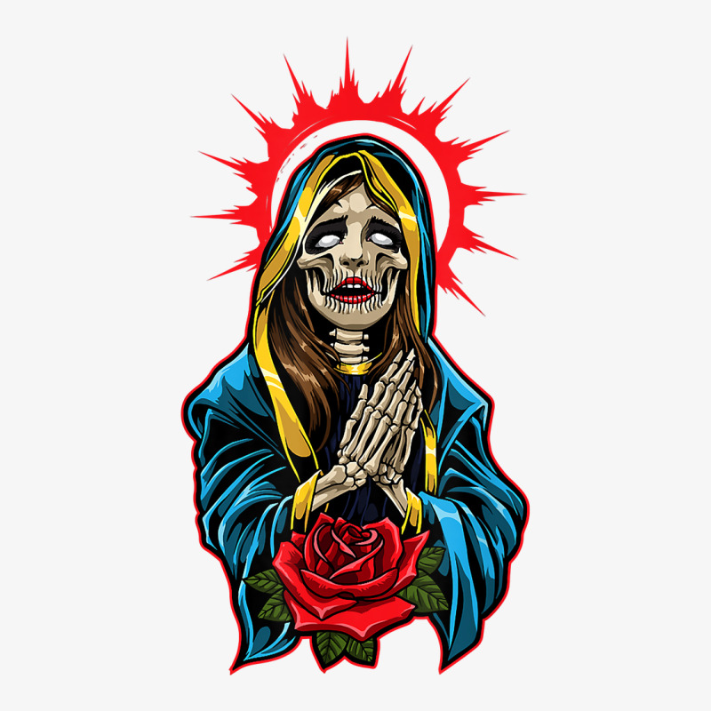 Praying La Calavera Catrina   Santa Muerte   Sugar Skull T Shirt Ladies Fitted T-Shirt by cm-arts | Artistshot