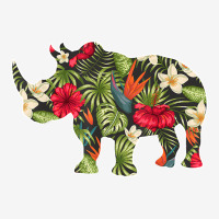 Rhino Summer Tropical Floral Print Flower Hawaii Men Girl T Shirt Pin-back Button | Artistshot