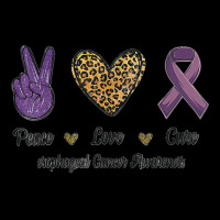 Peace Love Cure Esophageal Cancer Awareness Warrior Leopard Pocket T-shirt | Artistshot