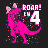 Kids Roar I'm 4 (four Year Old Dinosaur Birthday) 4th Dino Theme T-shi T-shirt | Artistshot